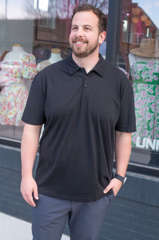 True Classic Black Cotton Polo