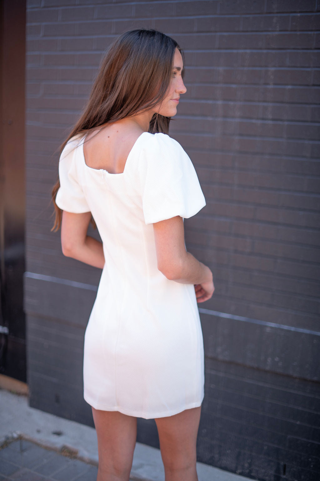 White Puff Sleeve Mini Dress