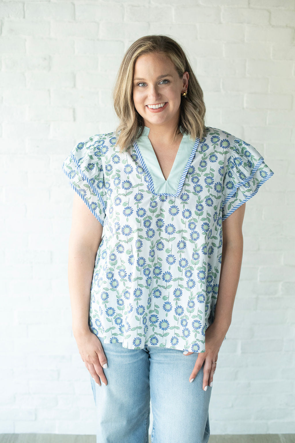 Mint Floral Blouse