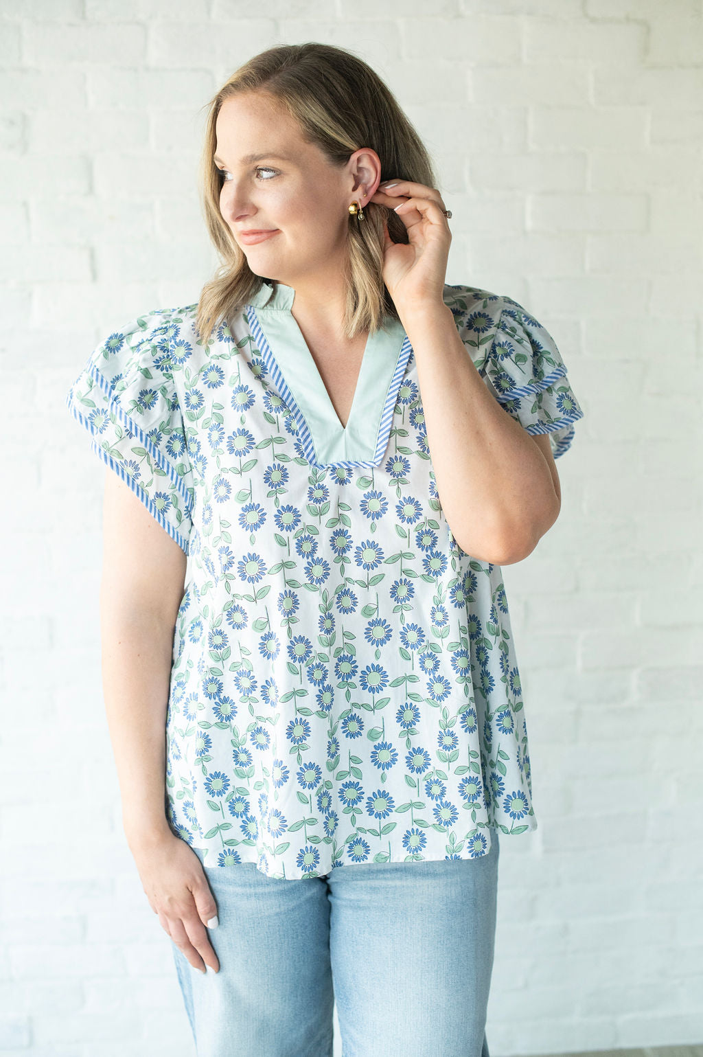 Mint Floral Blouse