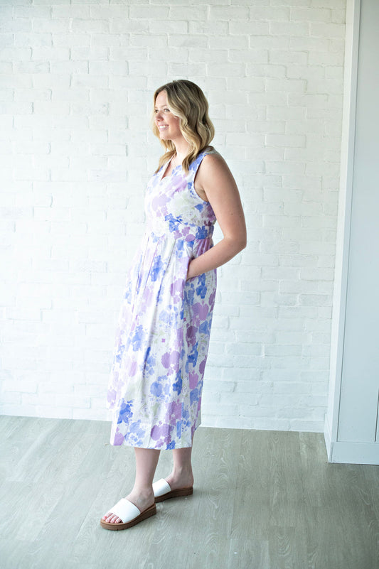 Lavendar Watercolor Midi Tank Dress