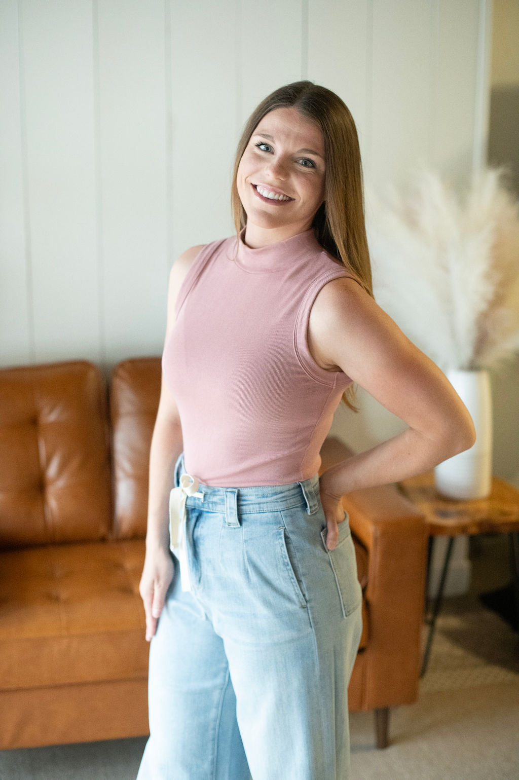 Mock Neck Knit Tank Assort Colors