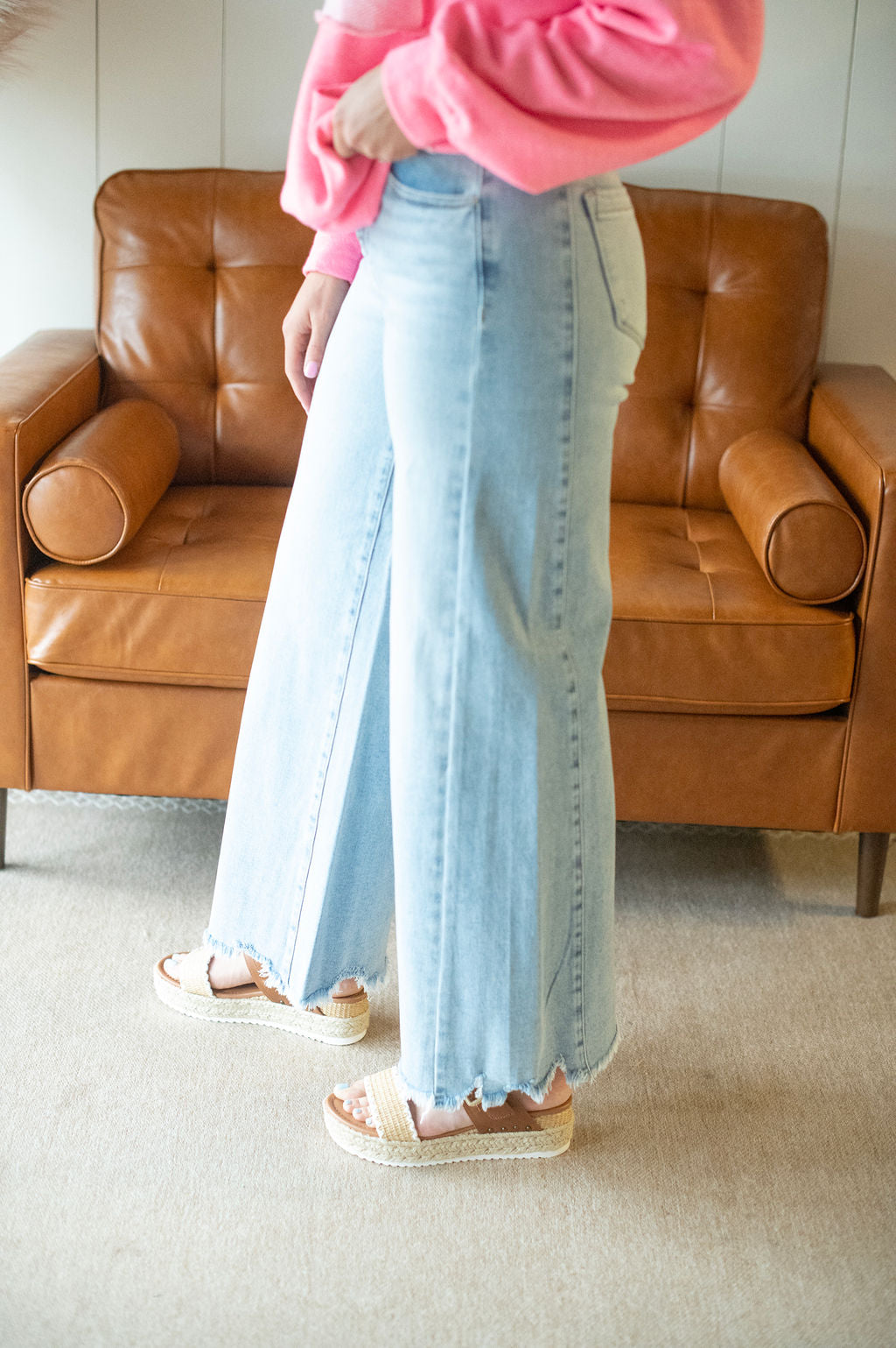 Risen High Rise Wide Leg Jeans