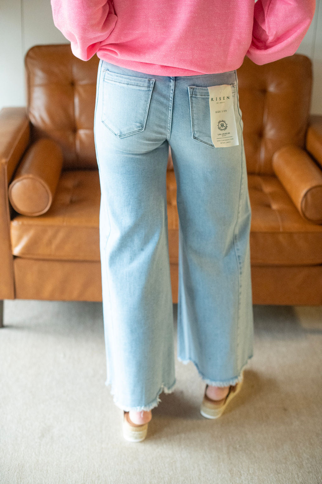 Risen High Rise Wide Leg Jeans