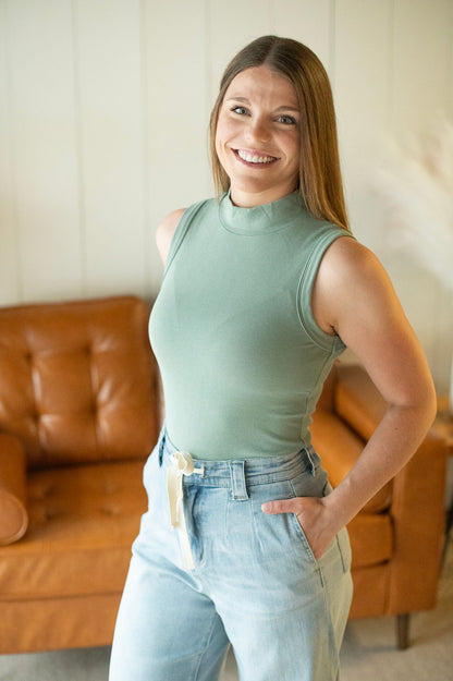 Mock Neck Knit Tank Assort Colors