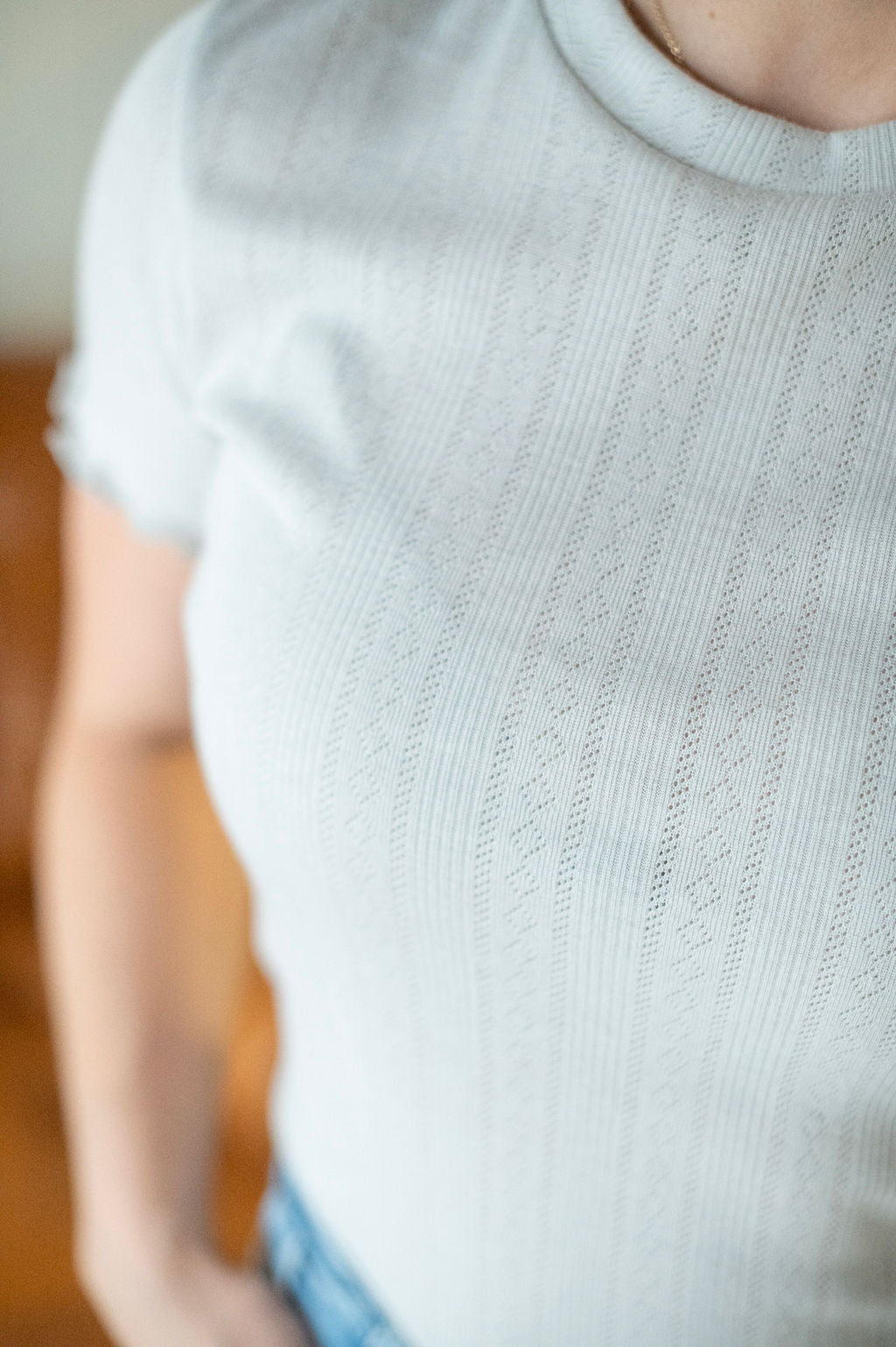 Gray Lettuce Scalloped Tee
