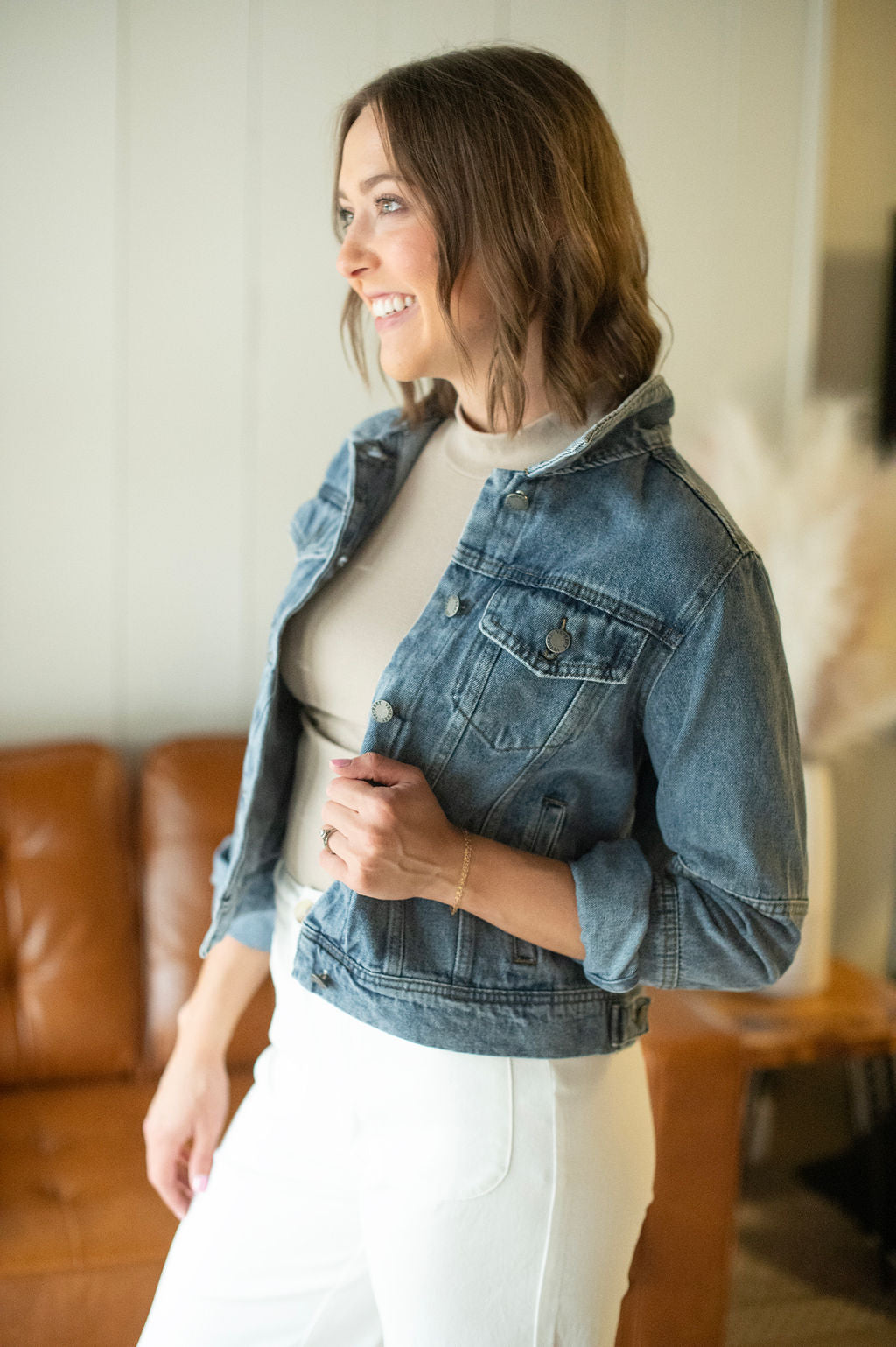 Cropped Medium Denim Jacket