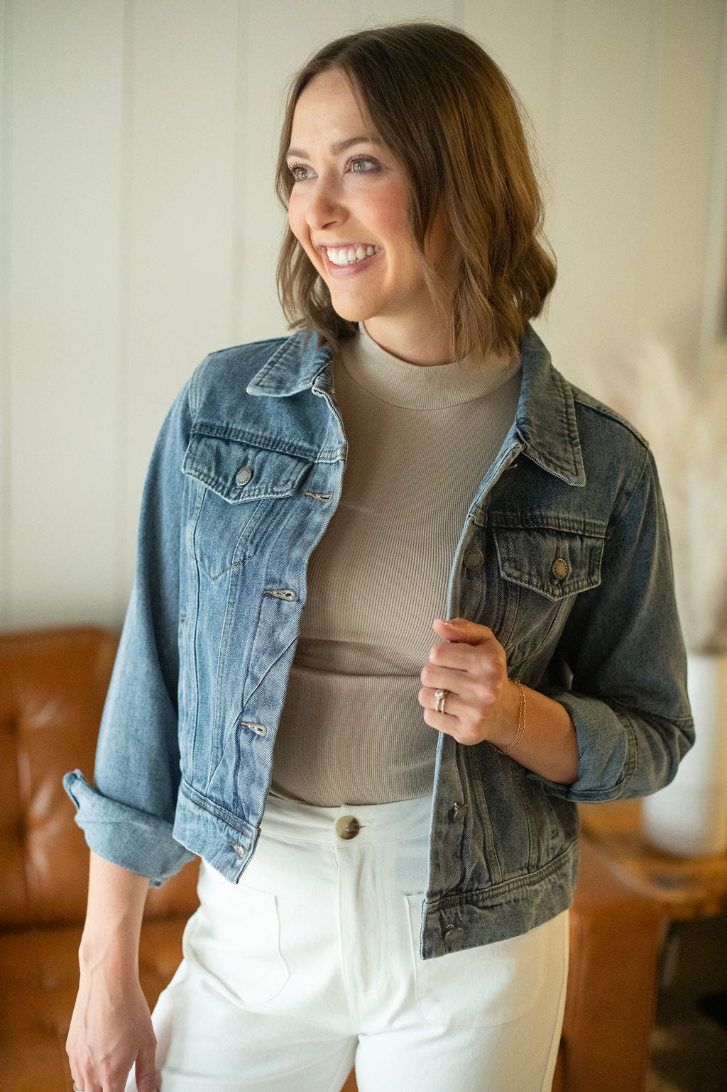 Cropped Medium Denim Jacket