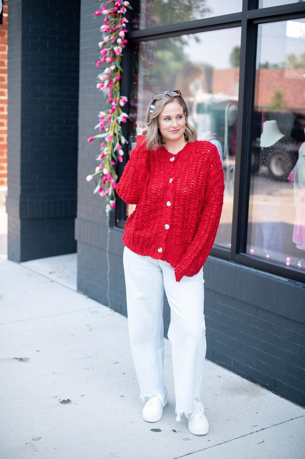 Red Chunky Snit Sweater
