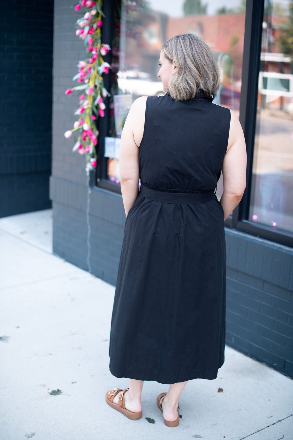 Sleeveless Belted Midi Dress