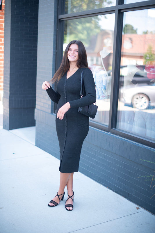 Black Sleek Midi Dress