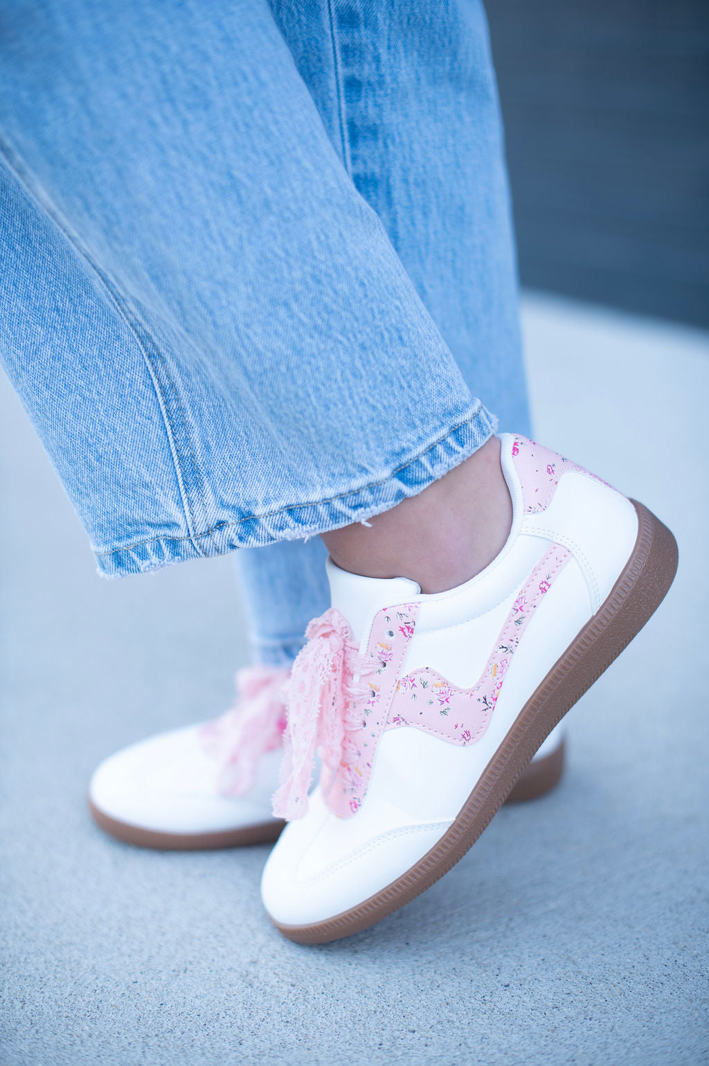 Pink Floral Lacy Sneaker