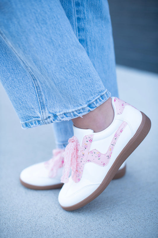Pink Floral Lacy Sneaker