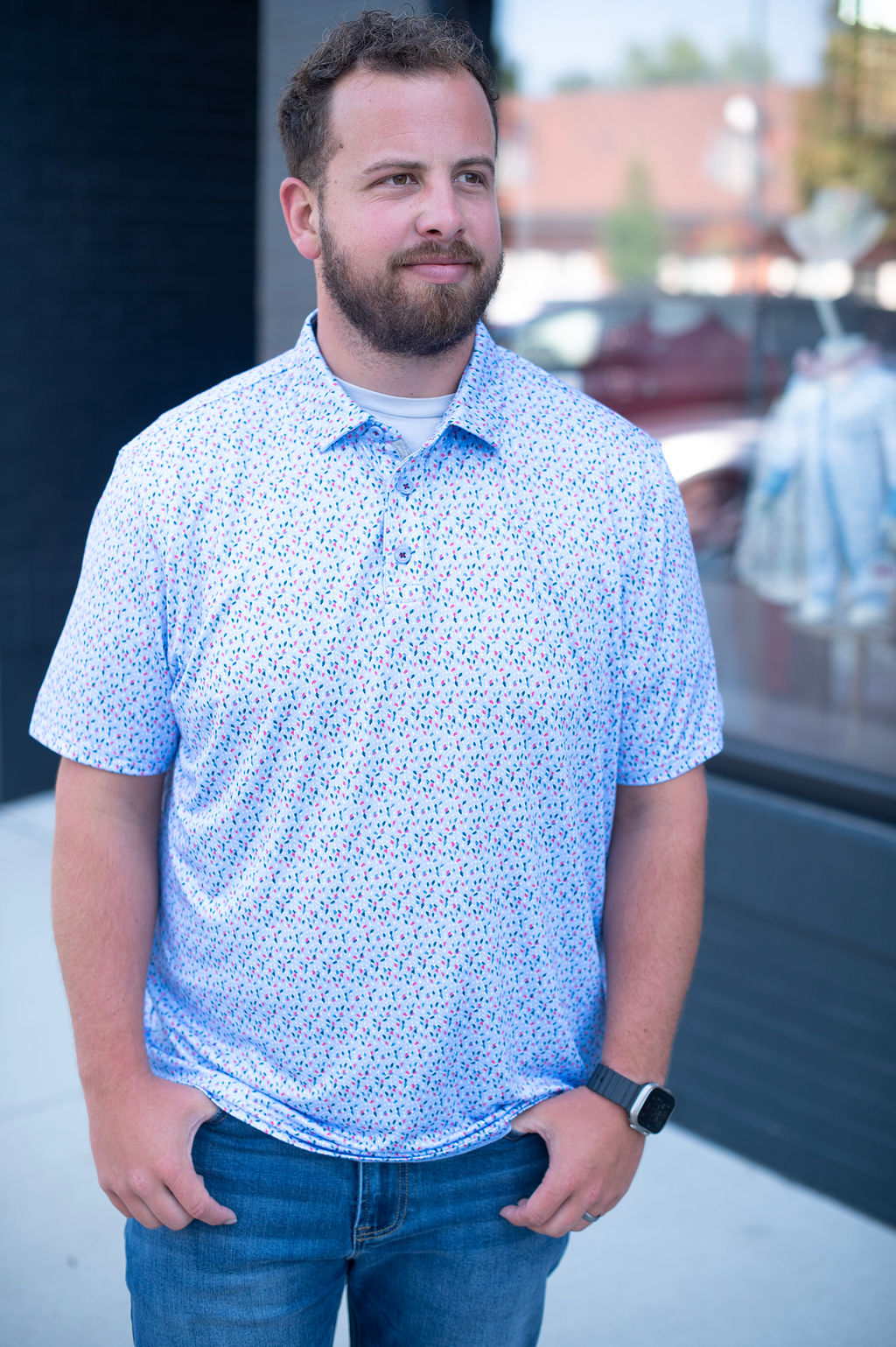 Flag + Anthem Santee Fern Blue Performance Polo
