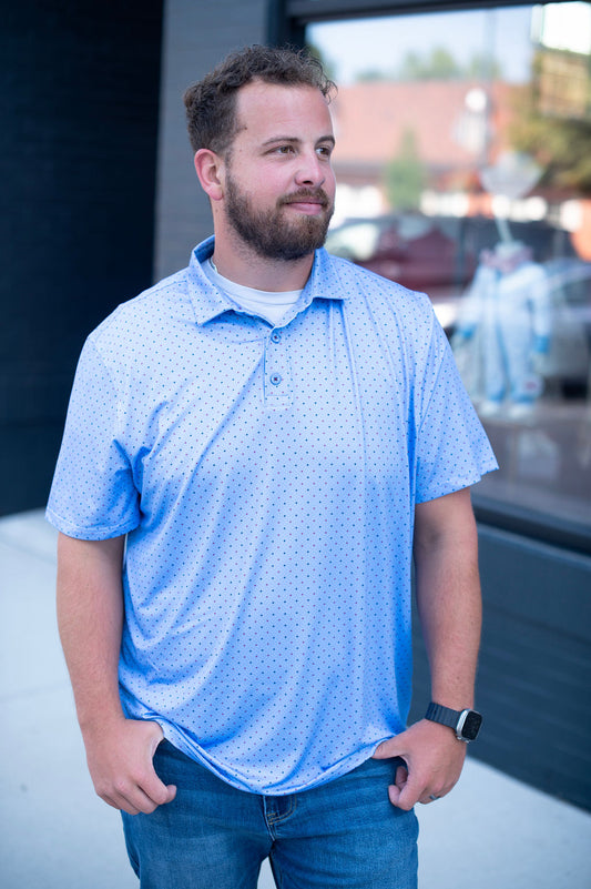 Flag + Anthem Blue Star Dot Performance Polo