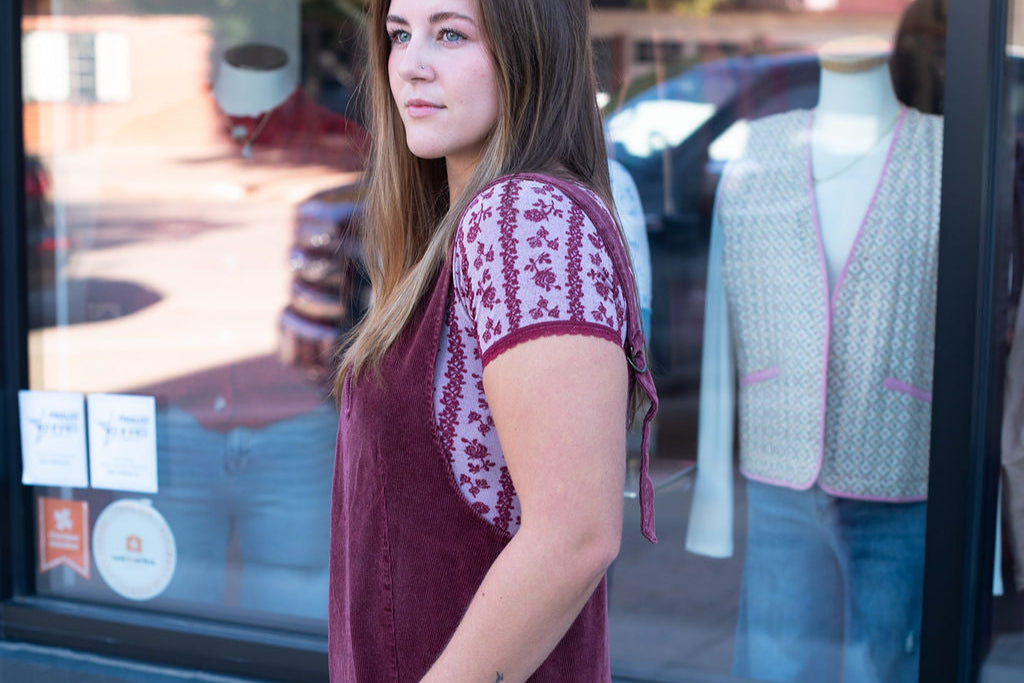 Maroon Floral Lace SS Blouse