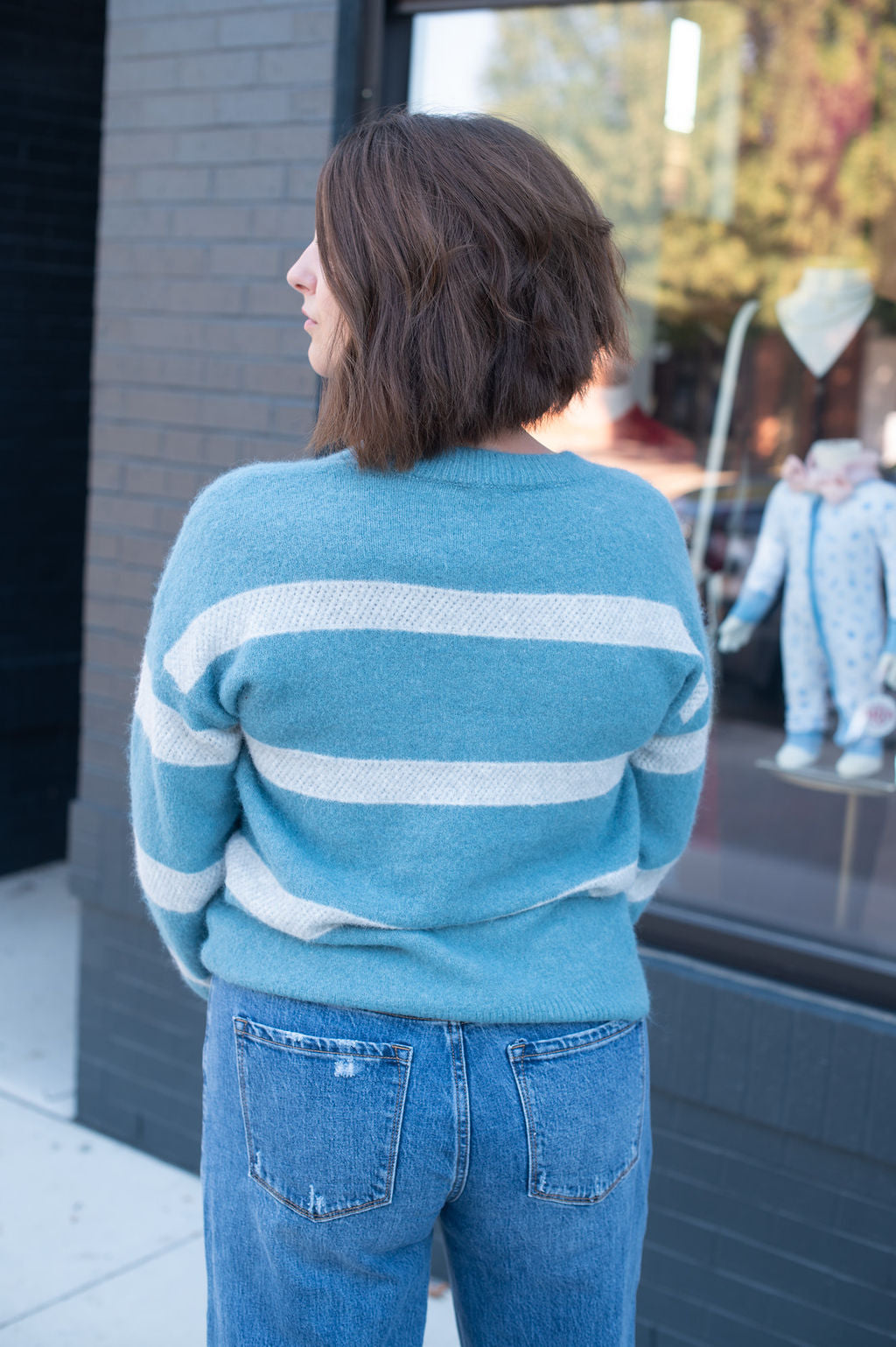 Aqua Blue Stripe Sweater