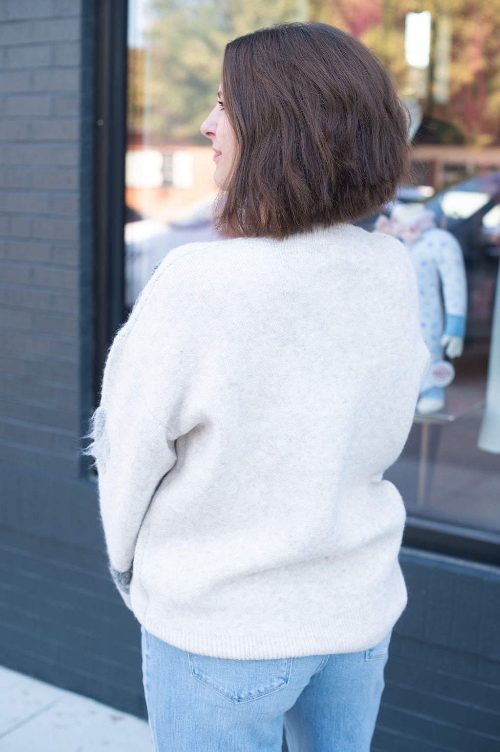 Beige Floral Sweater