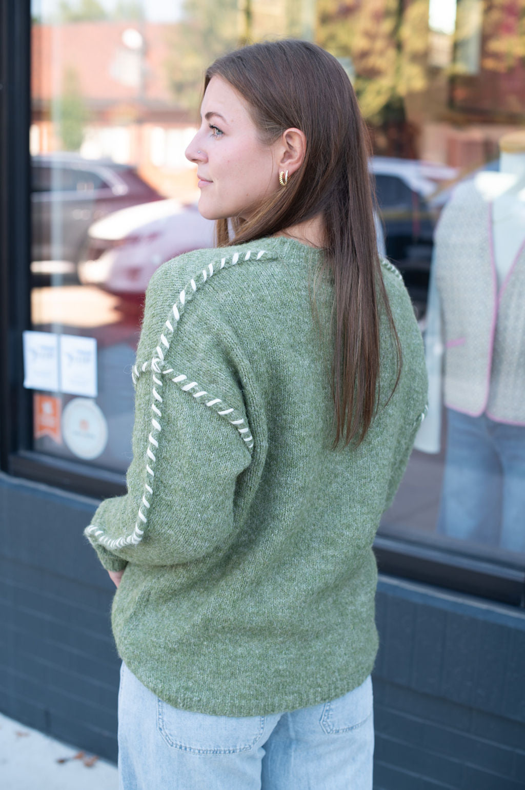 Olive Stitch Detail Sweater