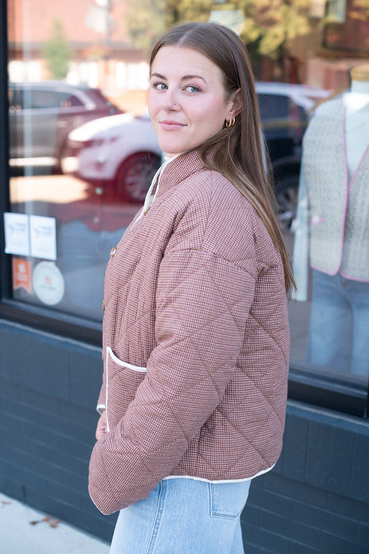 Rose Checkered Quilted Jacket