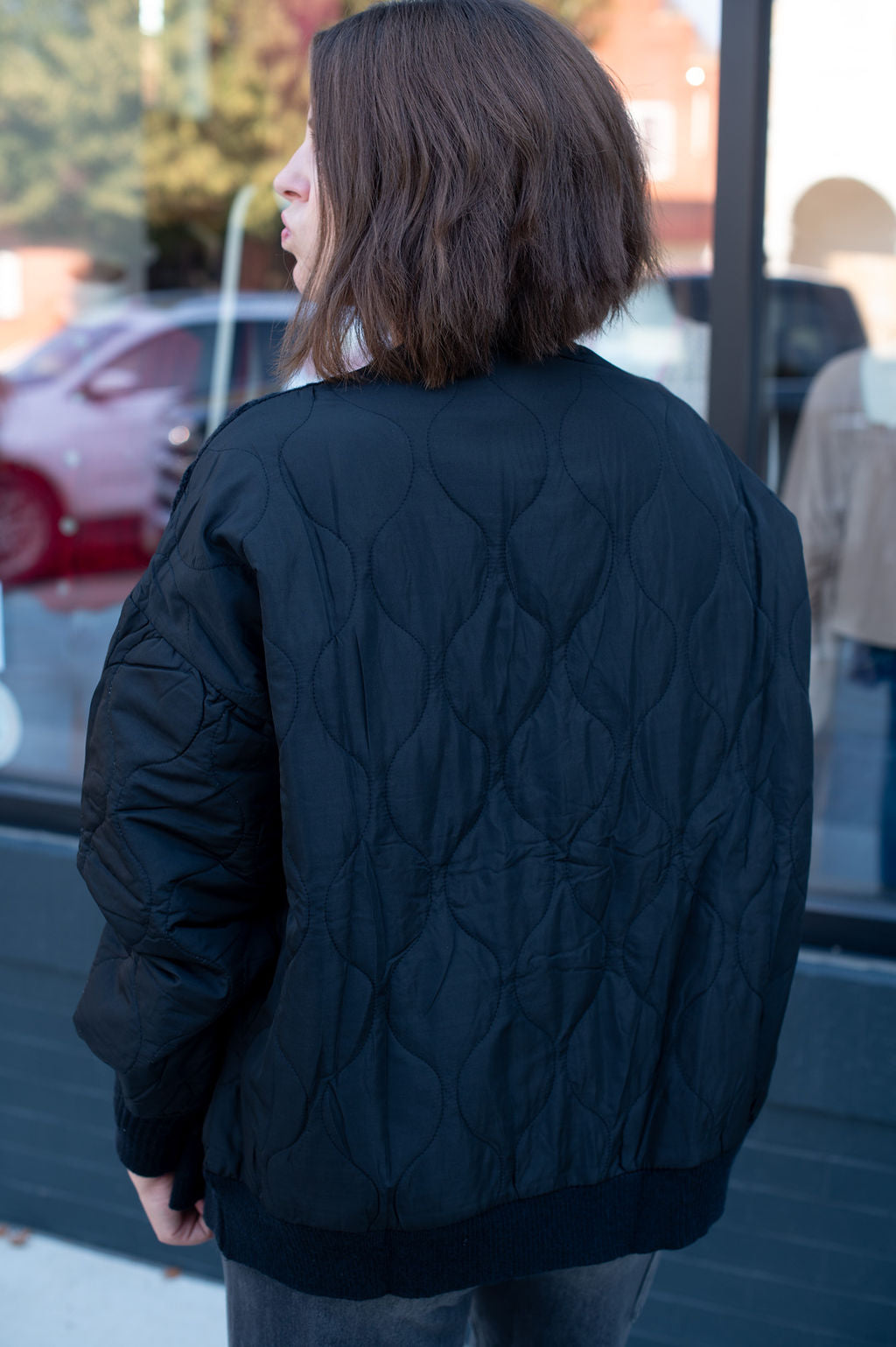 Black Quilted cardigan Sweater