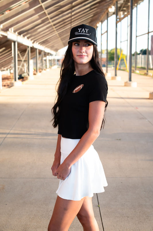 Black Football Babydoll Tee