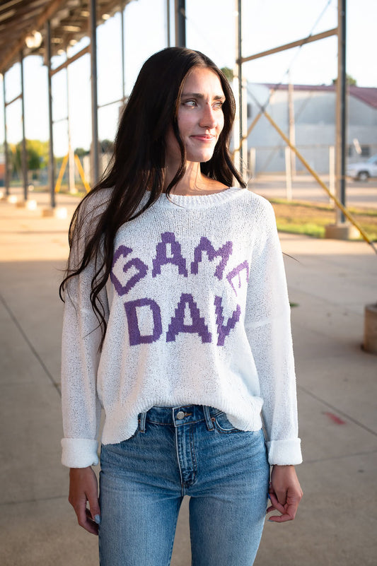 Purple + White Game Day Top