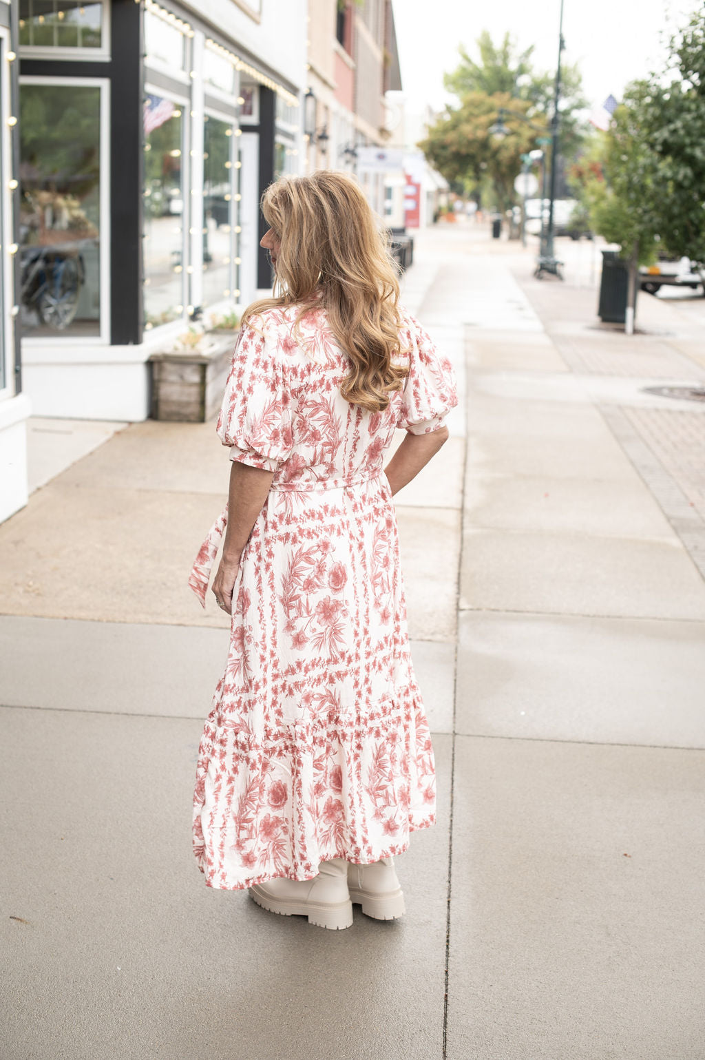 Cream + Floral Blush Midi Dress