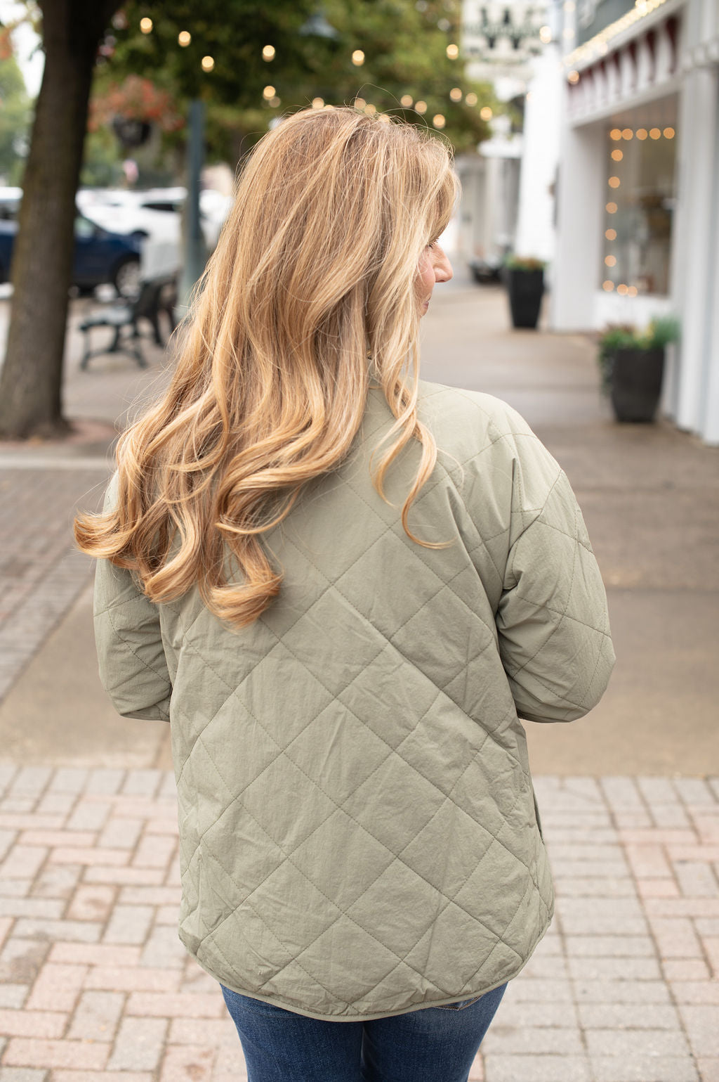 Olive Quilted Down Jacket