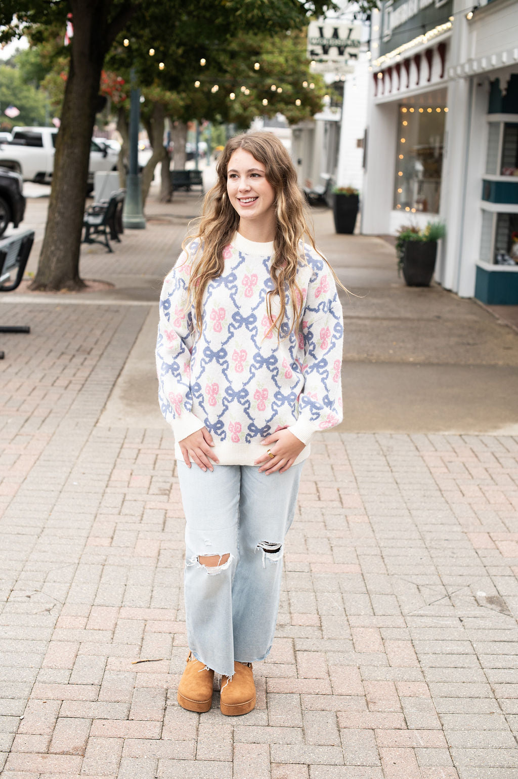 Floral Bow Oversized Sweater