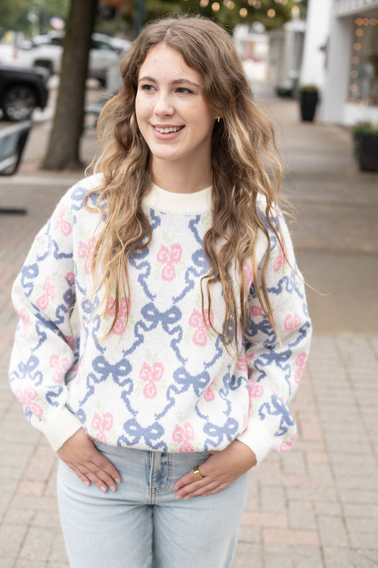 Floral Bow Oversized Sweater