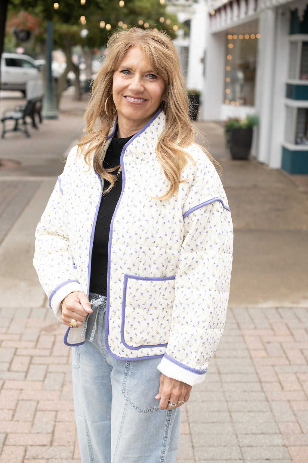 Blueberry Cream Tulip Floral Jacket