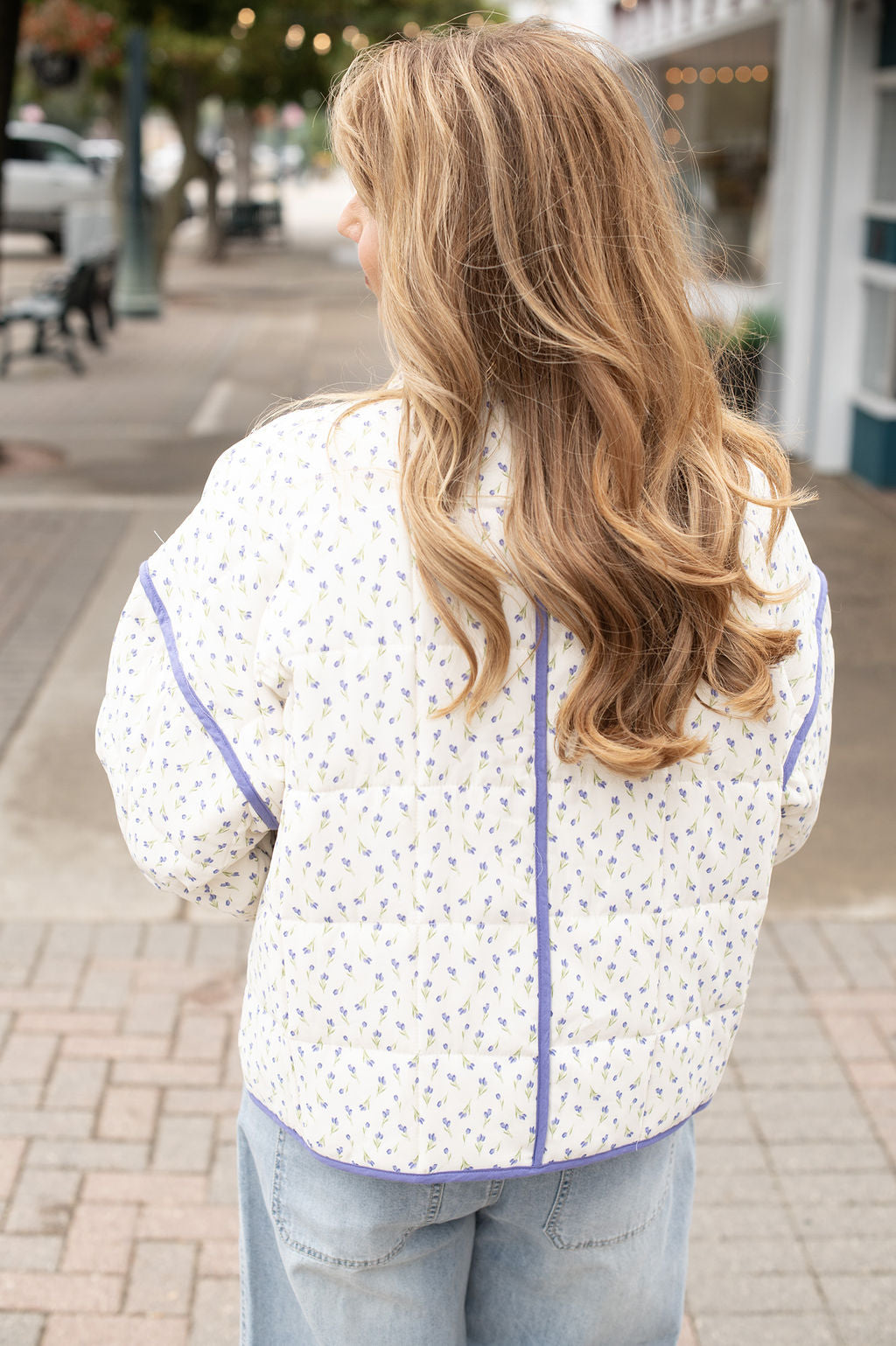 Blueberry Cream Tulip Floral Jacket