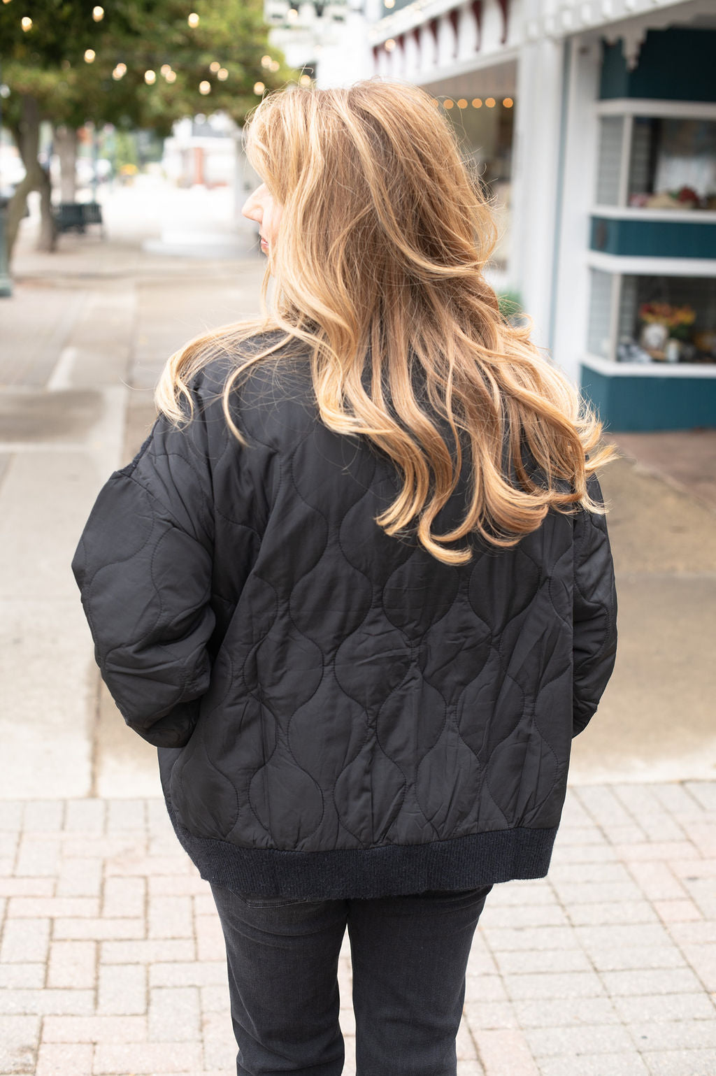 Black Quilted cardigan Sweater