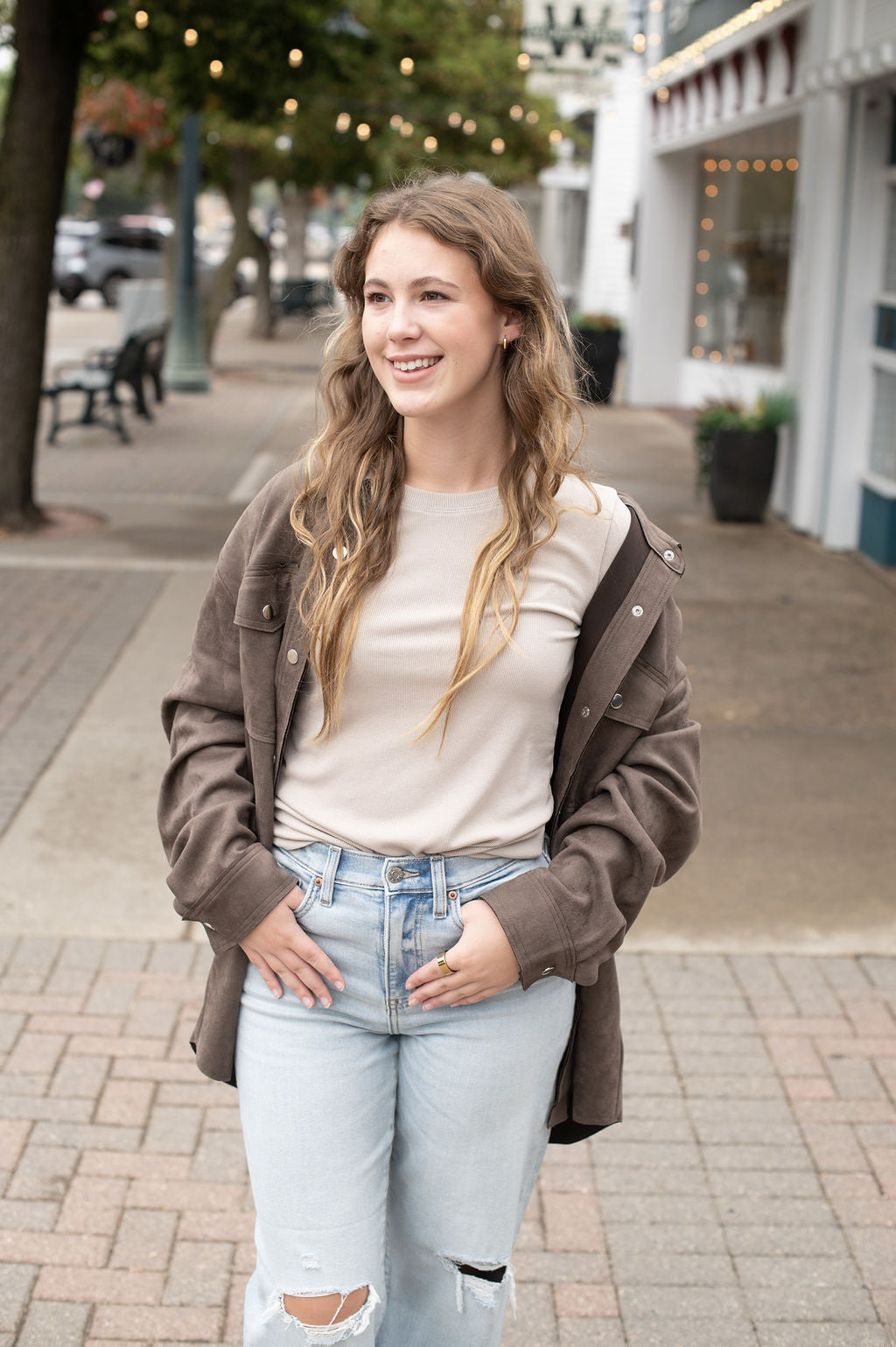 Brown Suede Oversized Shacket