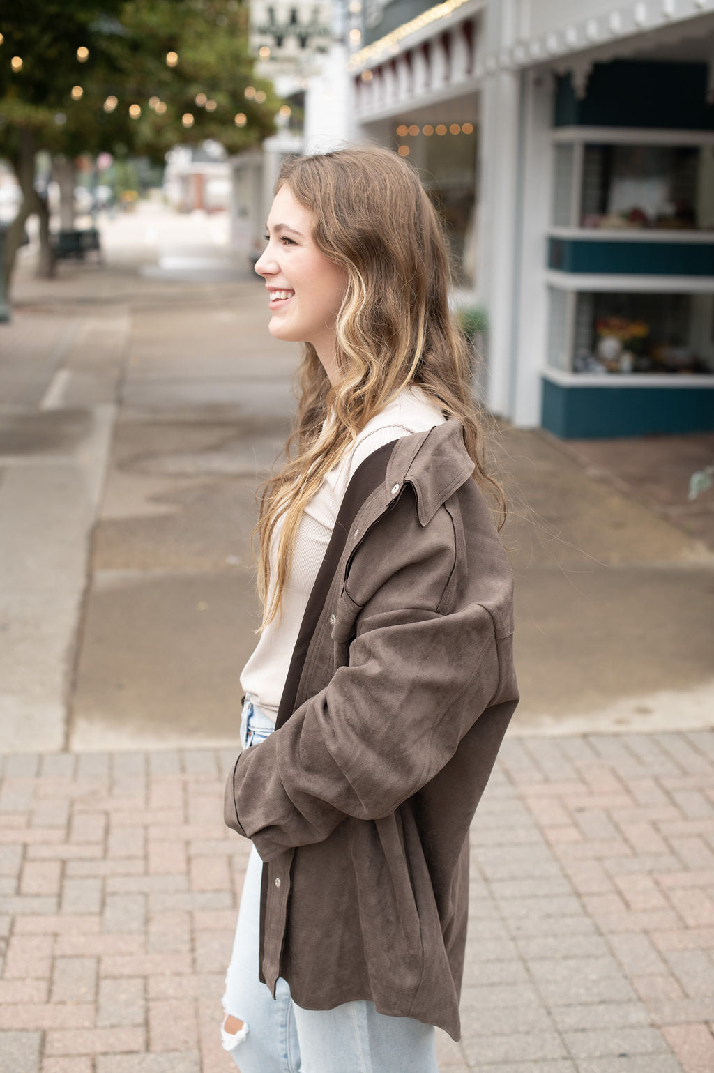 Brown Suede Oversized Shacket