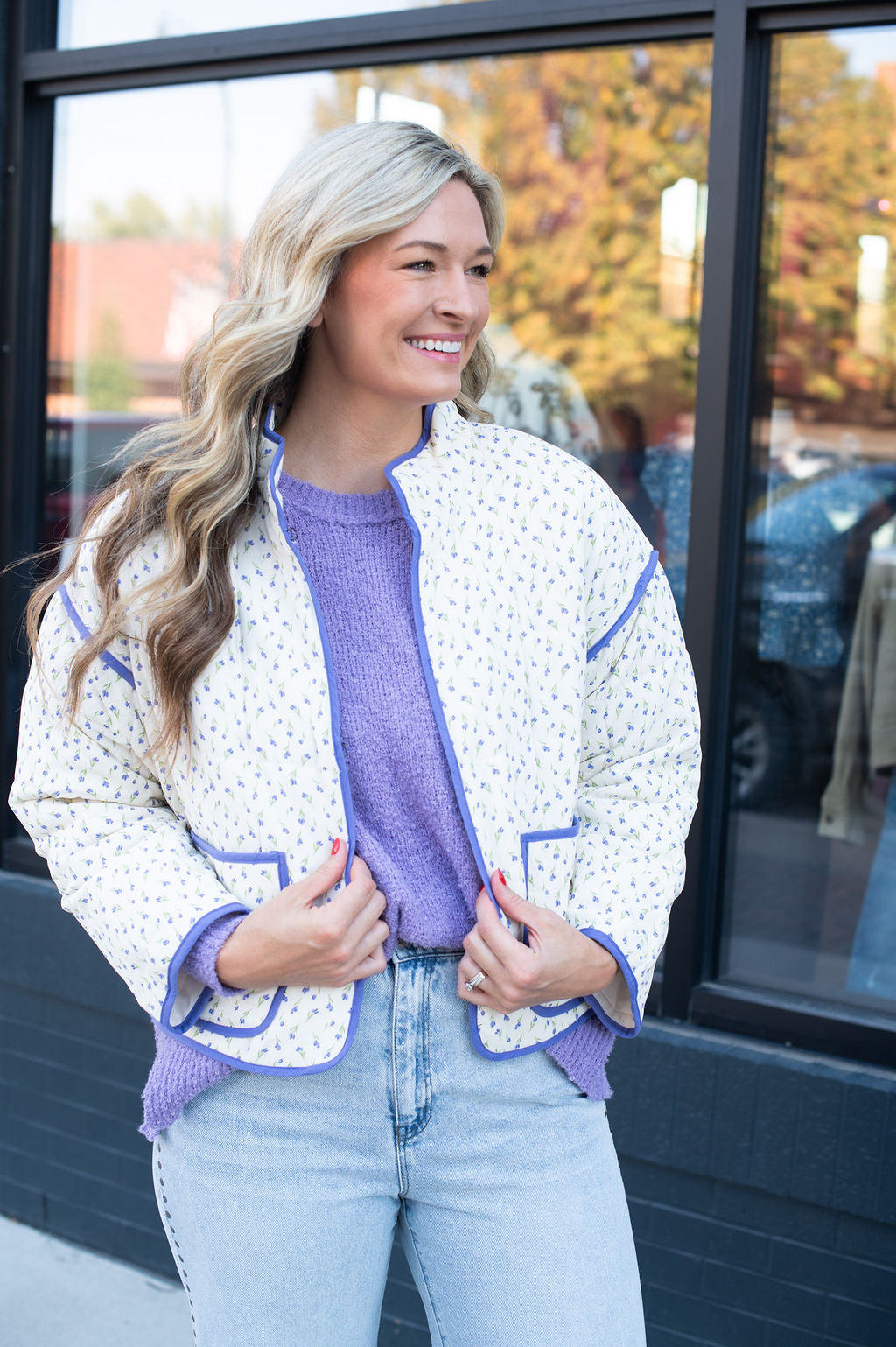 Blueberry Cream Tulip Floral Jacket