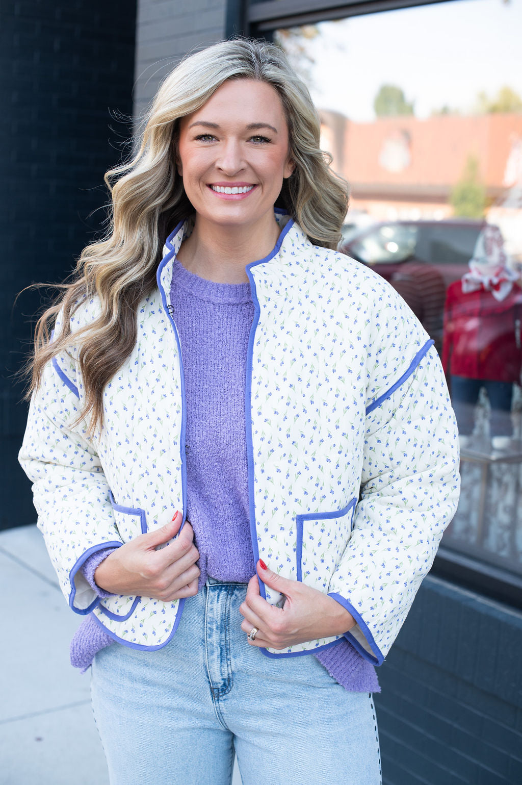 Blueberry Cream Tulip Floral Jacket