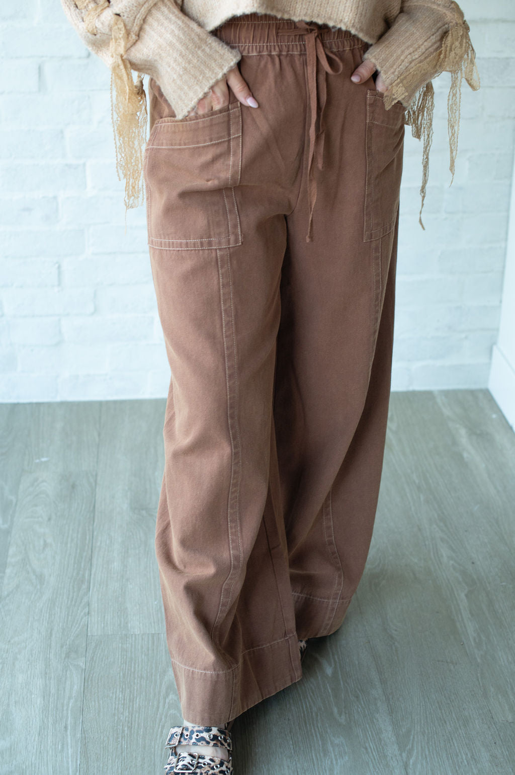 Cocoa Twill Drawstring Pants