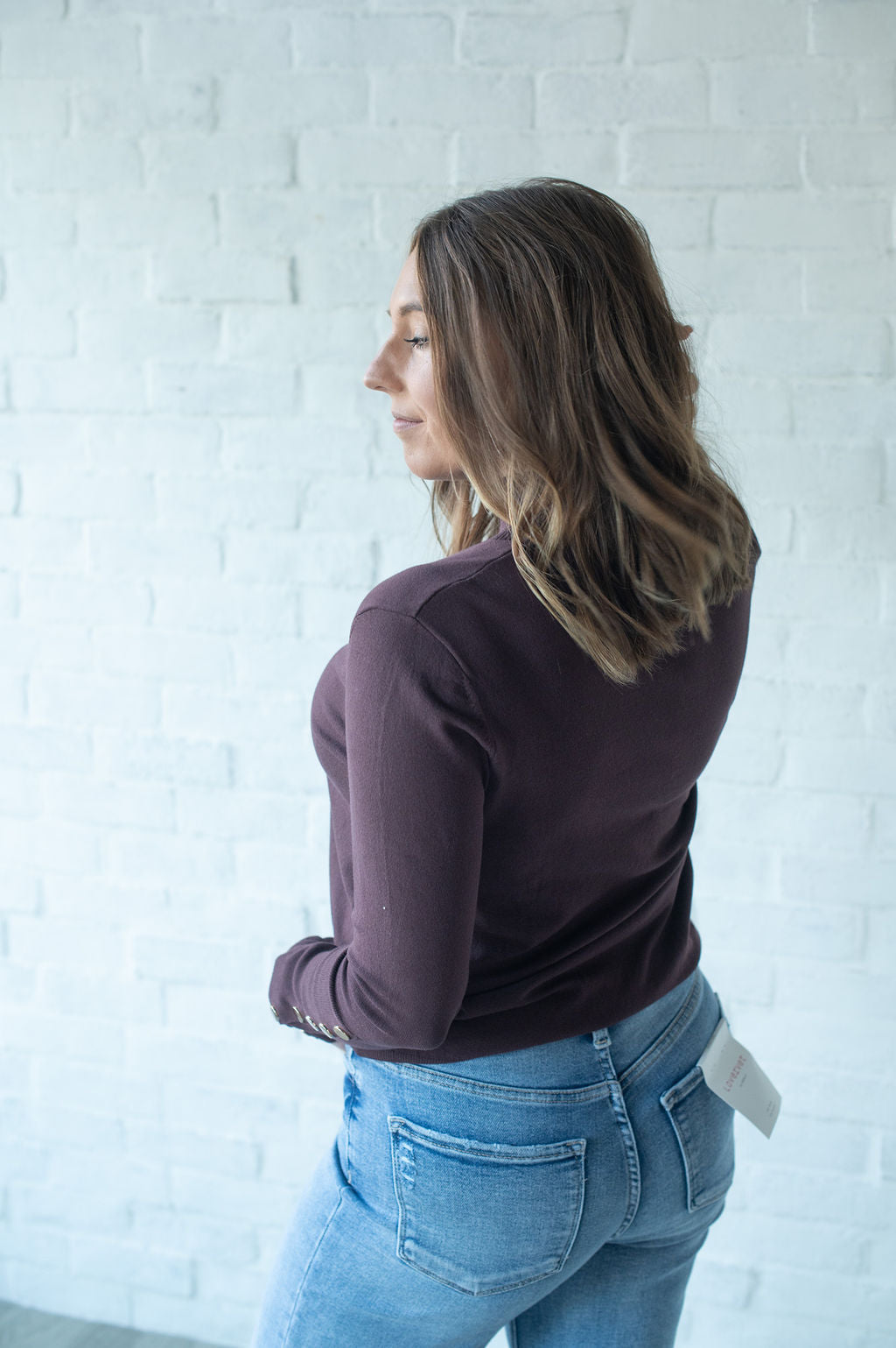 Chocolate Gold Button Fitted Top