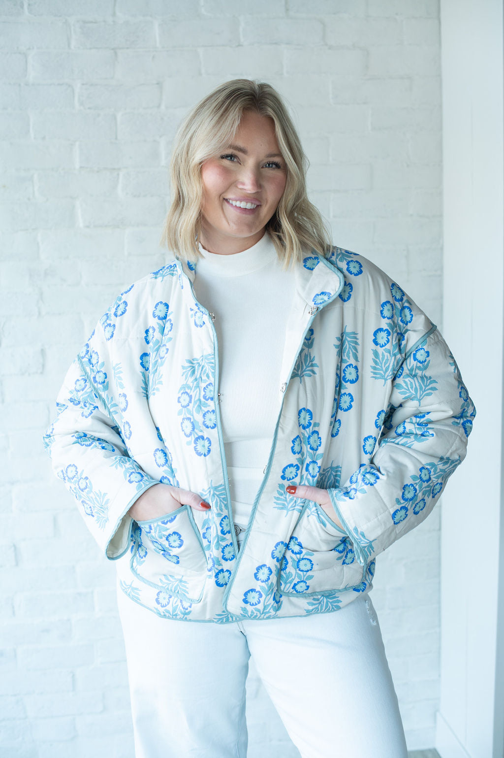 Blue Botanical Floral Jacket