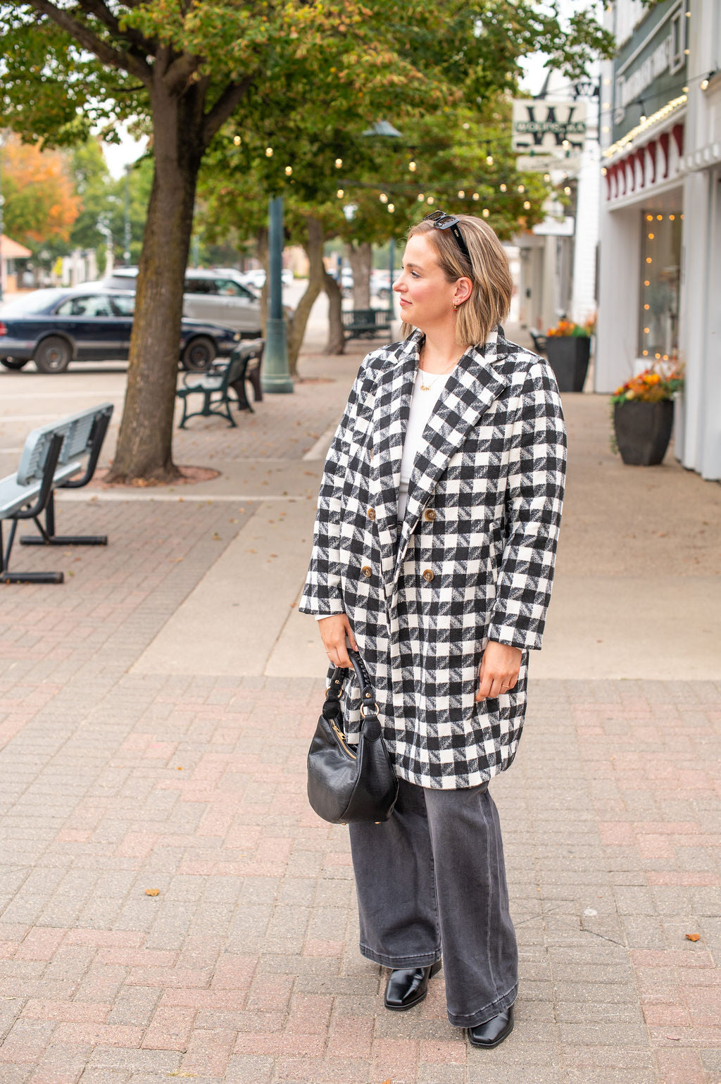 B+W Textured Tweed Coat