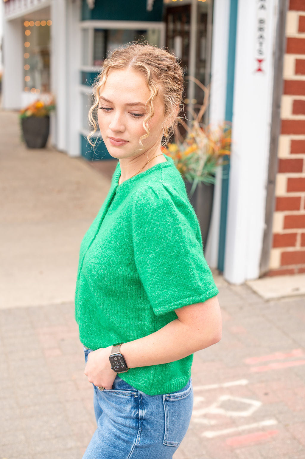 Green SS Sweater Cardigan