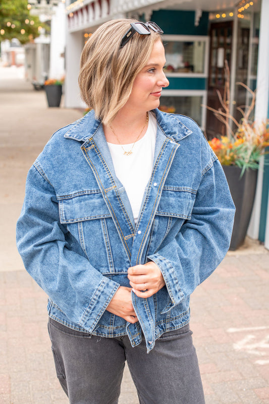 Patch Pocket Oversized Denim Jacket
