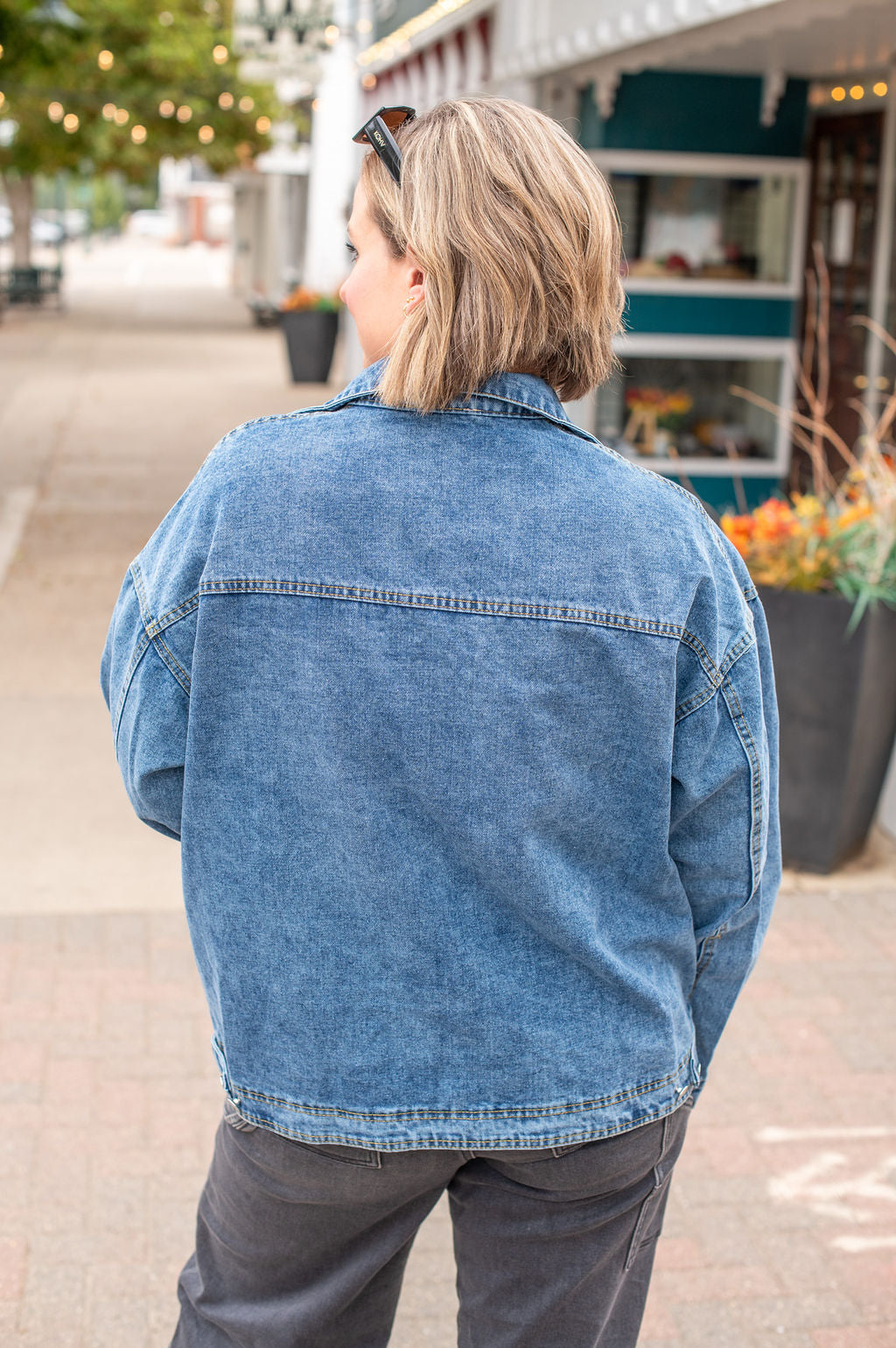 Patch Pocket Oversized Denim Jacket