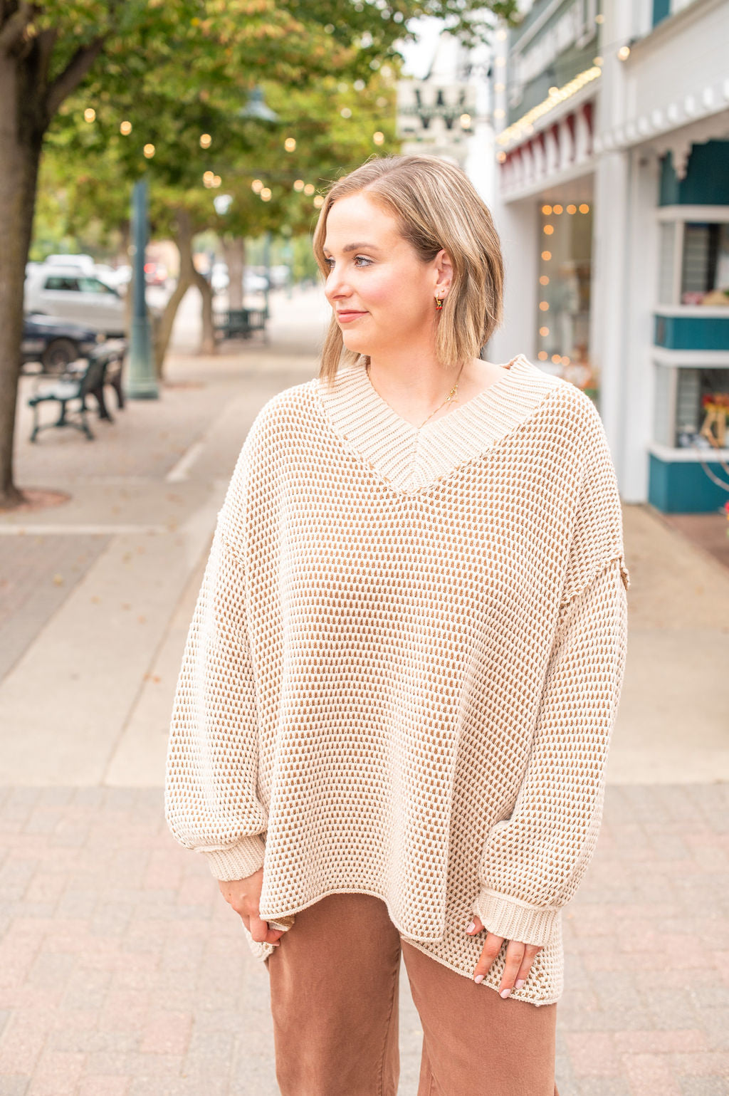 Oatmeal Oversized Two Tone Sweater