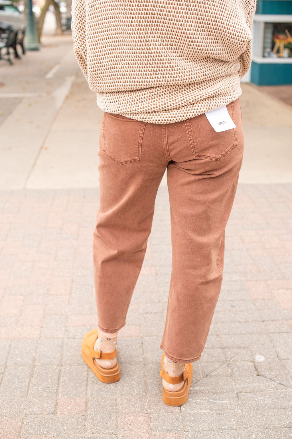 Vervet Brown High Rise Barrel Jeans