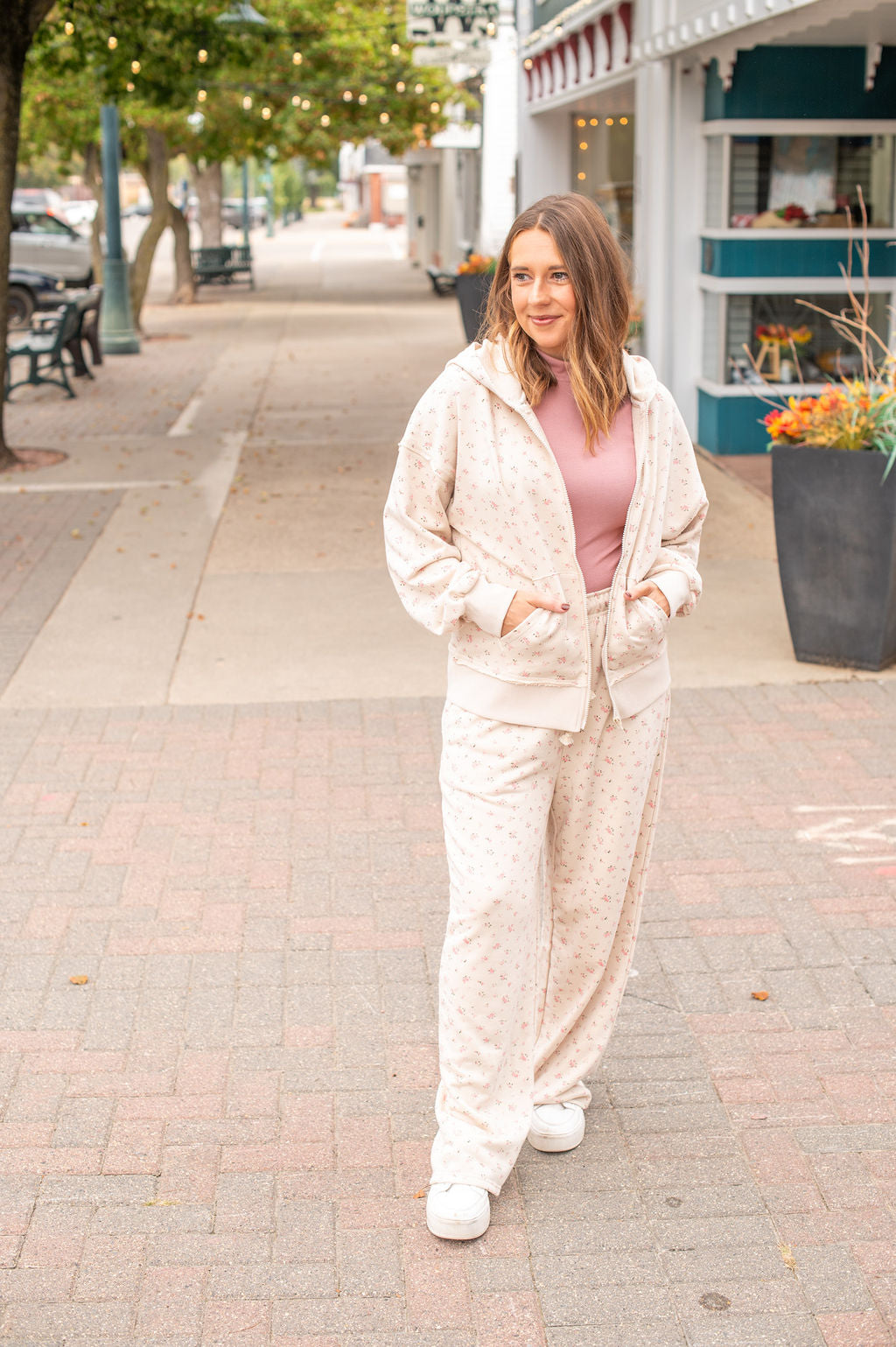 Cream Floral Pants