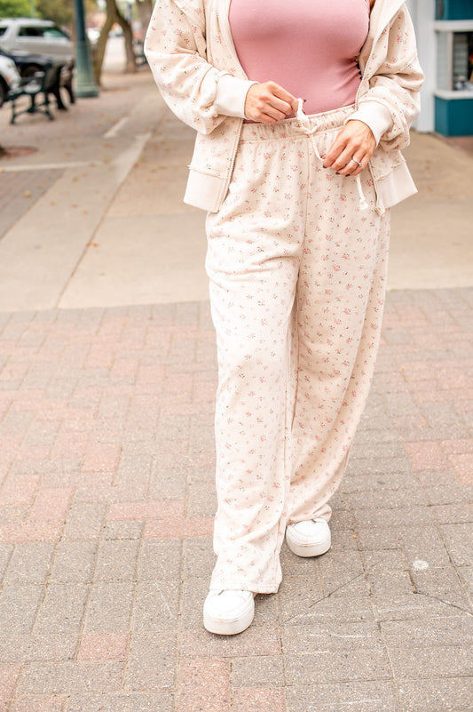 Cream Floral Pants