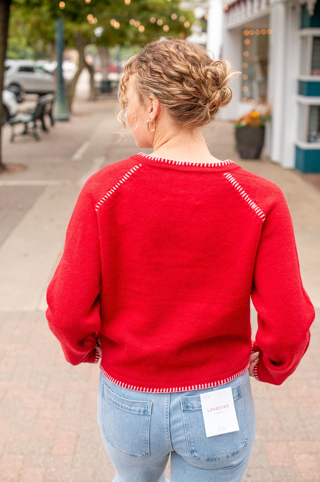 Red LS Button Sweater Cardgian